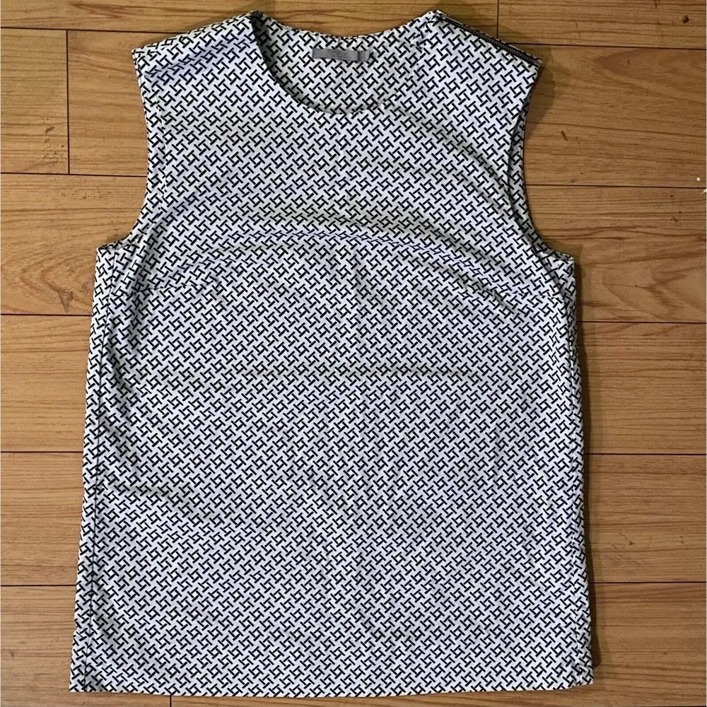 COS Top Women's Size Small Gray Black White Print Blouse Shirt Tunic Office Work - Image 3