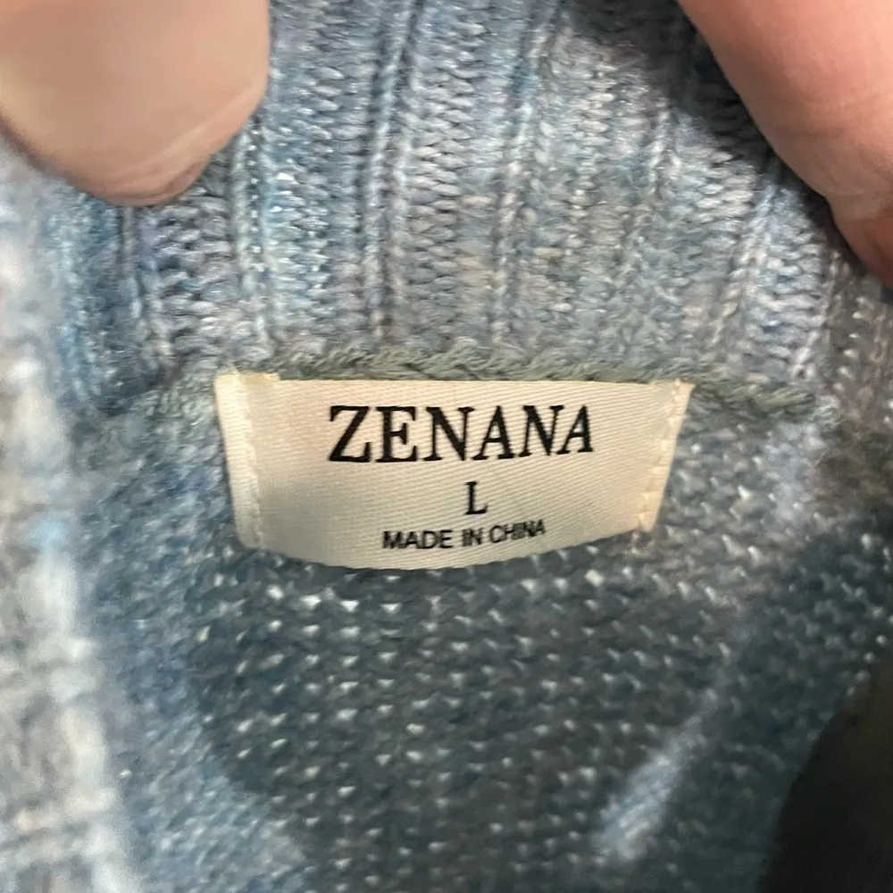 Zenana Melange Button Sweater Cardigan | Blue Grey Size‎ Large - Image 4