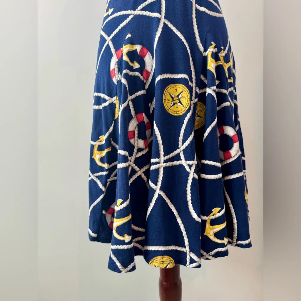 Women’s Lauren Ralph Lauren Navy and Yellow Nautical Print Belted Dress Size S - Image 6