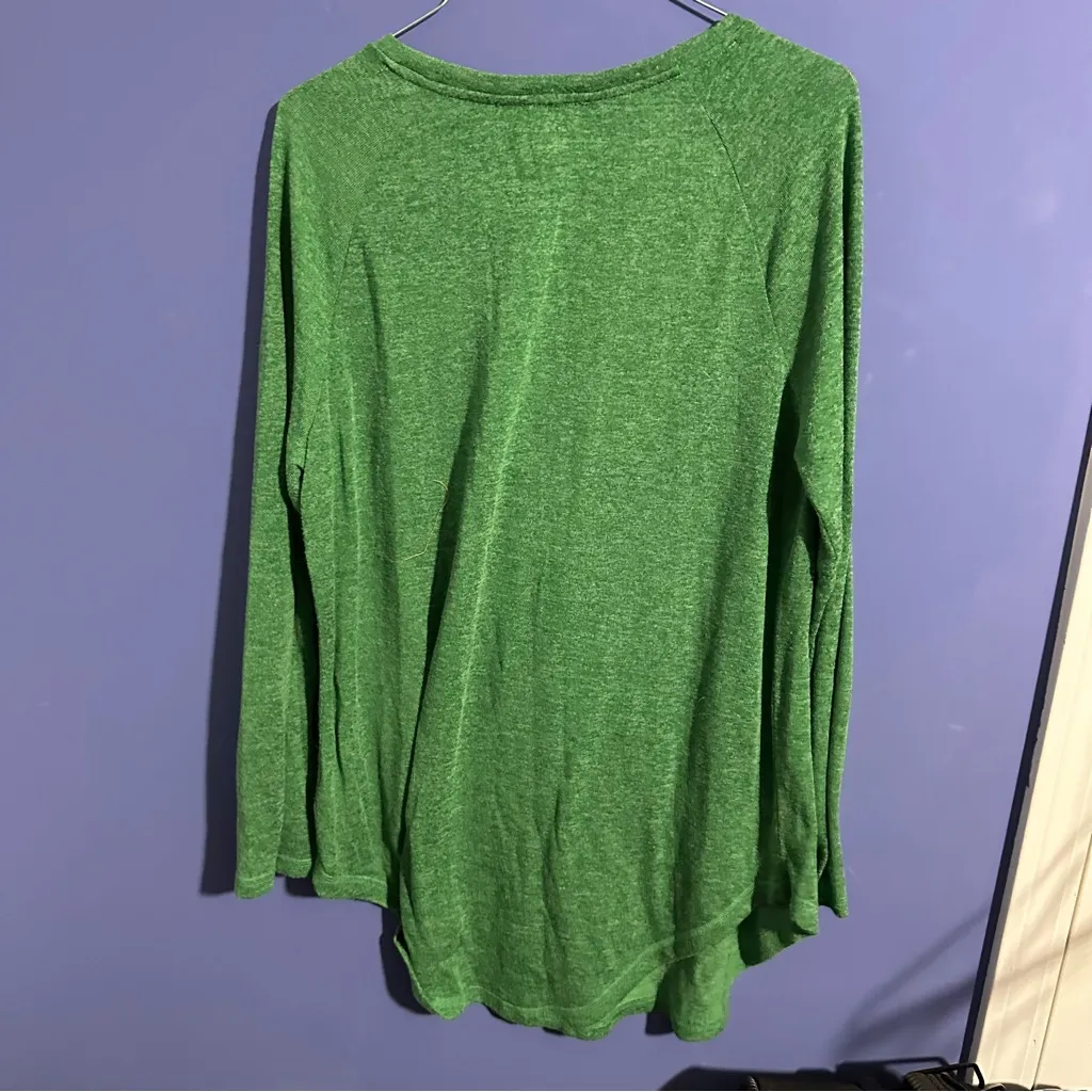 Green Reindeer Graphic Long Sleeve Top Rockin Around XL Womens Soft Holiday - Image 5