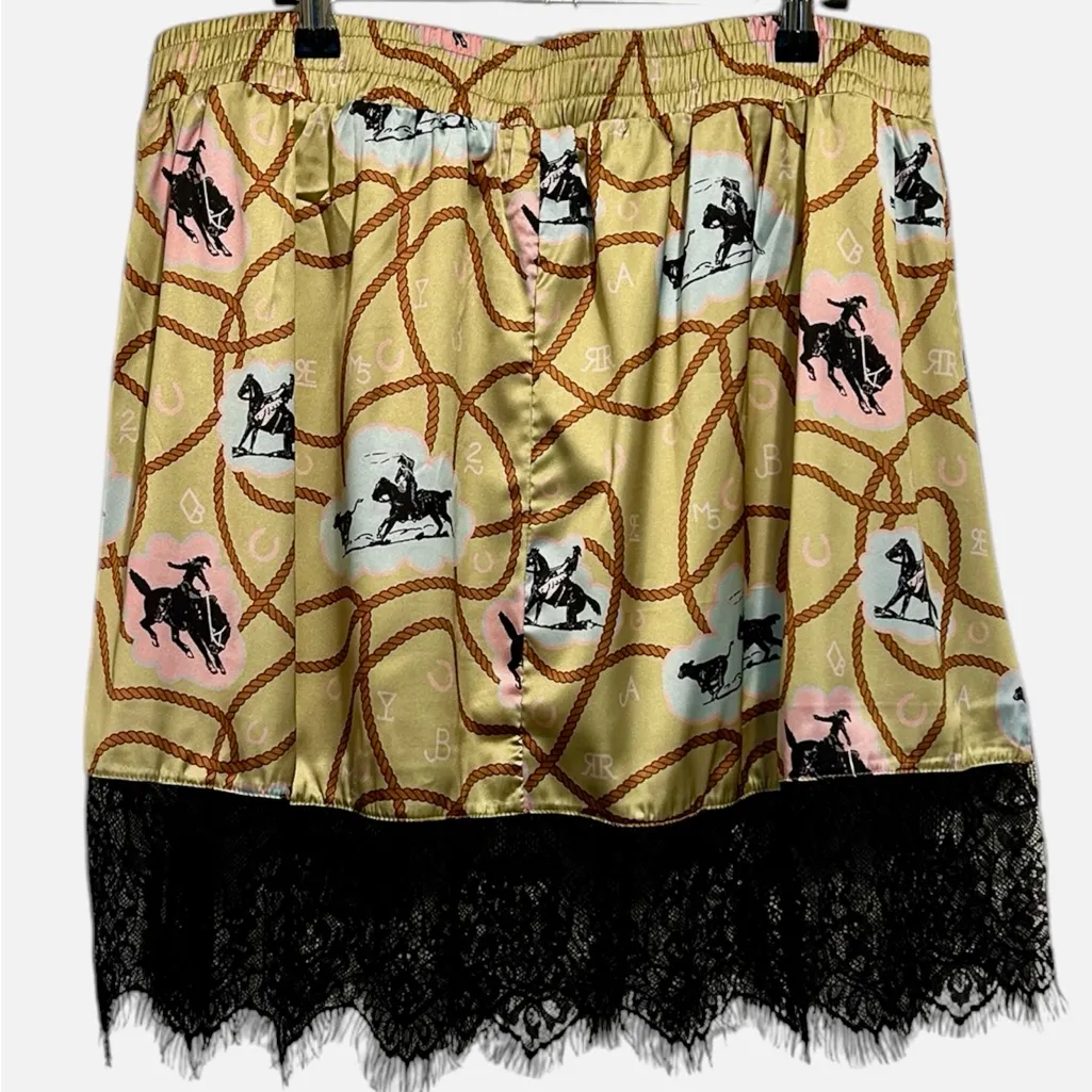 NWT 2Fly Co Western Brand Boutique Cowgirl & Lace Skirt XL Gold - Image 2