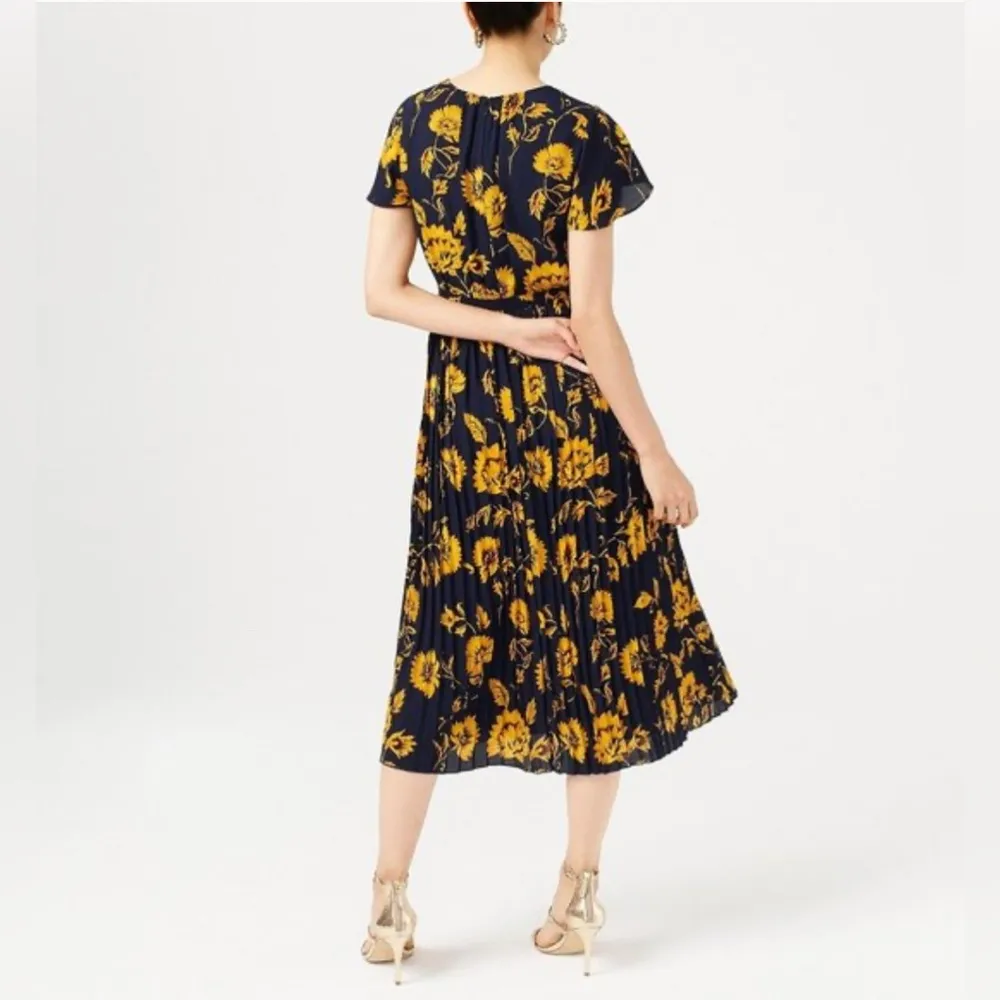 Crew Printed pleated midi wrap dress | size 2 - Image 3