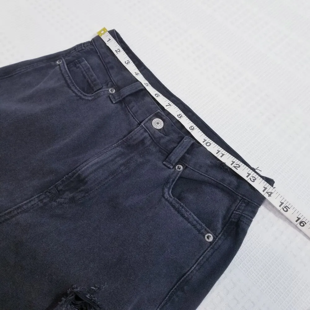 AEO American Eagle Mom Jean Distressed Ripped Black Denim - Image 4