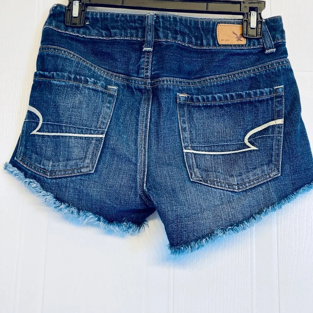 AEO Hi-Rise Festival Denim Blue Jean Shorts Size‎ 0 - Image 2