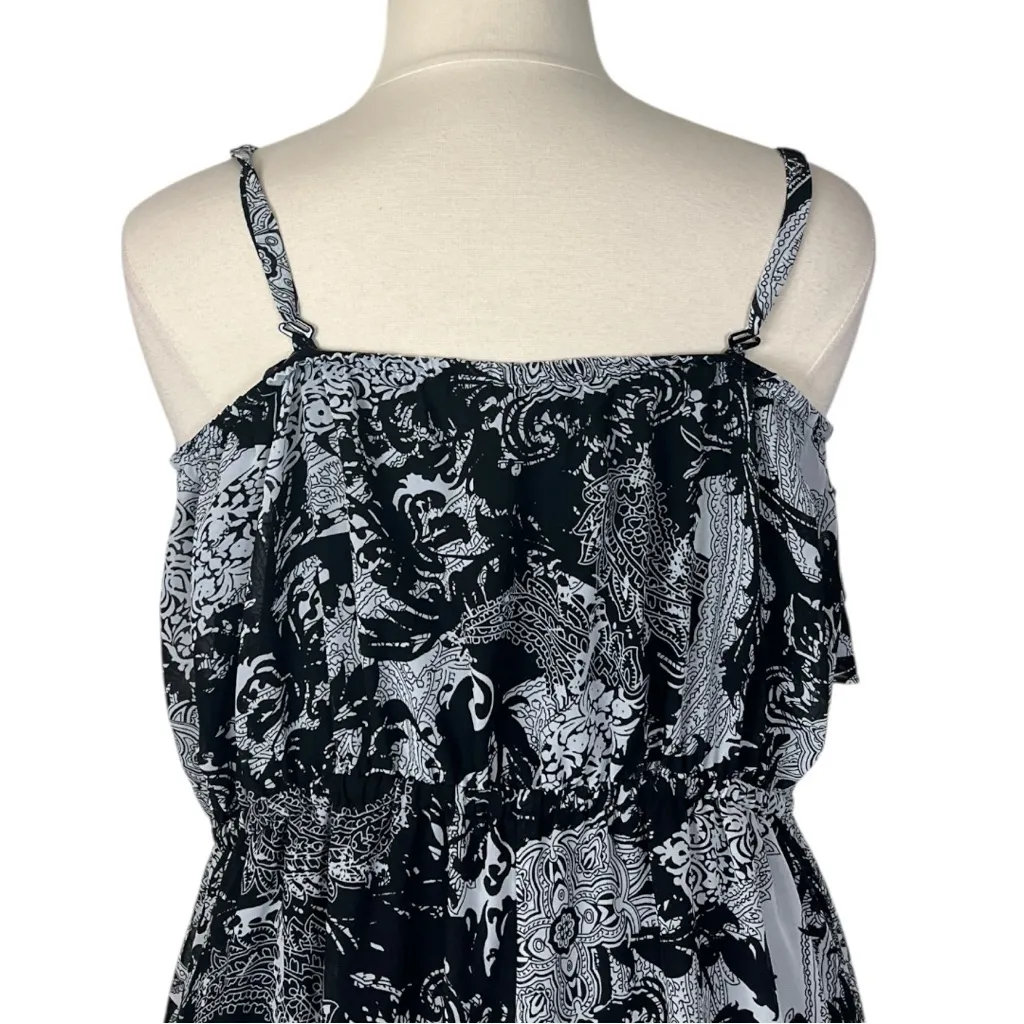 Lane Bryant Maxi Dress Ruffle Top Chiffon Blouson Black White Women’s Size 22/24 - Image 8