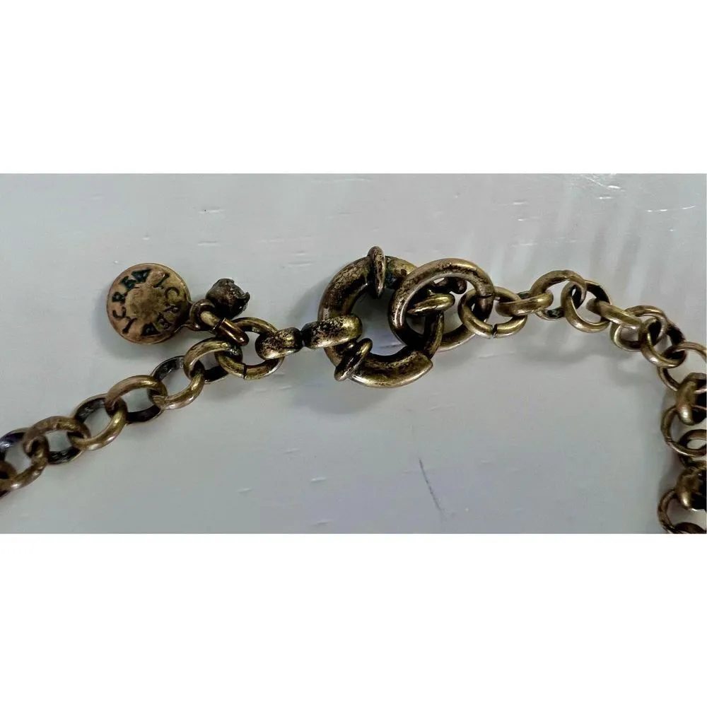 J.Crew Faux Black Onyx Turquoise Rhinestone Statement Necklace Antique Gold Tone Blue - Image 7