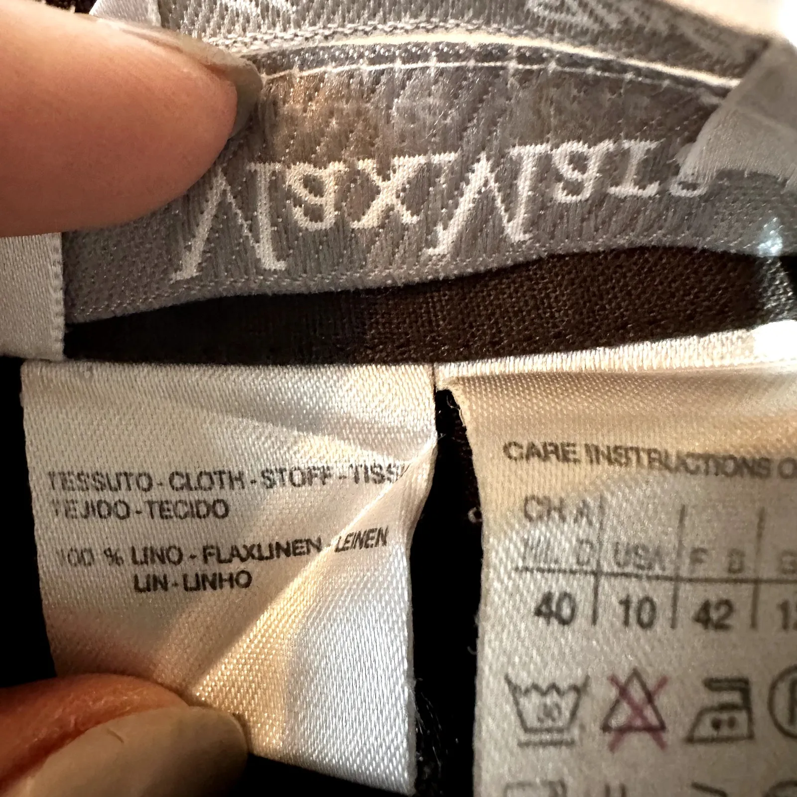 Max Mara Button Down Shirt 100% Linen 3/4 Sleeve Collared Regular Fit Brown 10 - Image 5