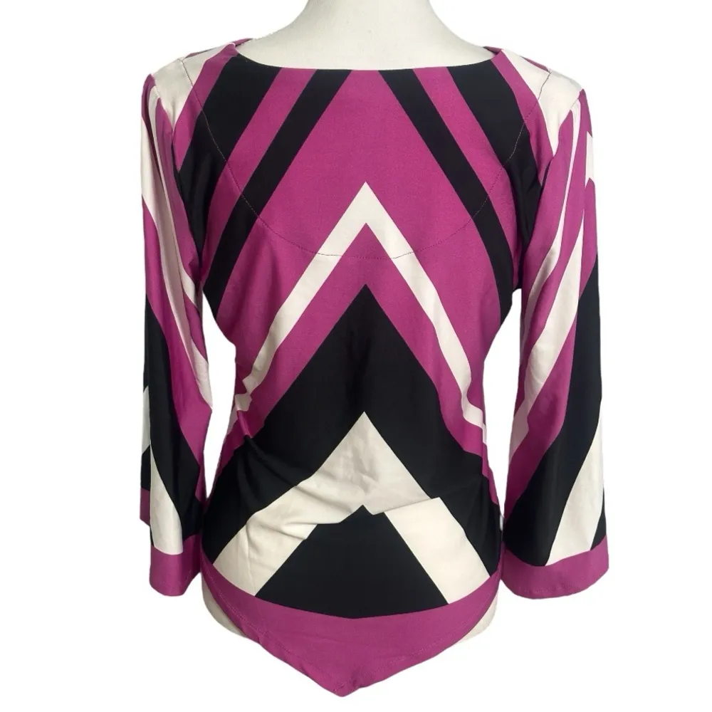 ilu ilu Boutique 90s Retro Purple/Black Stripes Blouse Top NWT Purple - Image 2