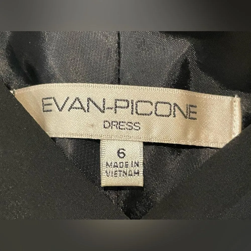 Evan‎ Picone Chiffon Maxi Dress Ribbon Wrapped & Draped Waist Black Size 6 - Image 6
