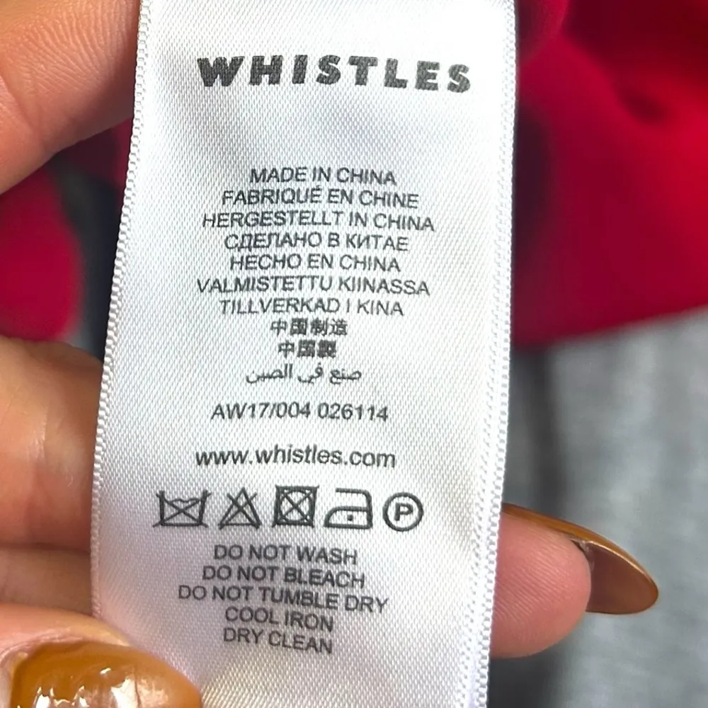 Whistles Paige V Neck Crepe Dress Red Pockets Size 6 - Image 12