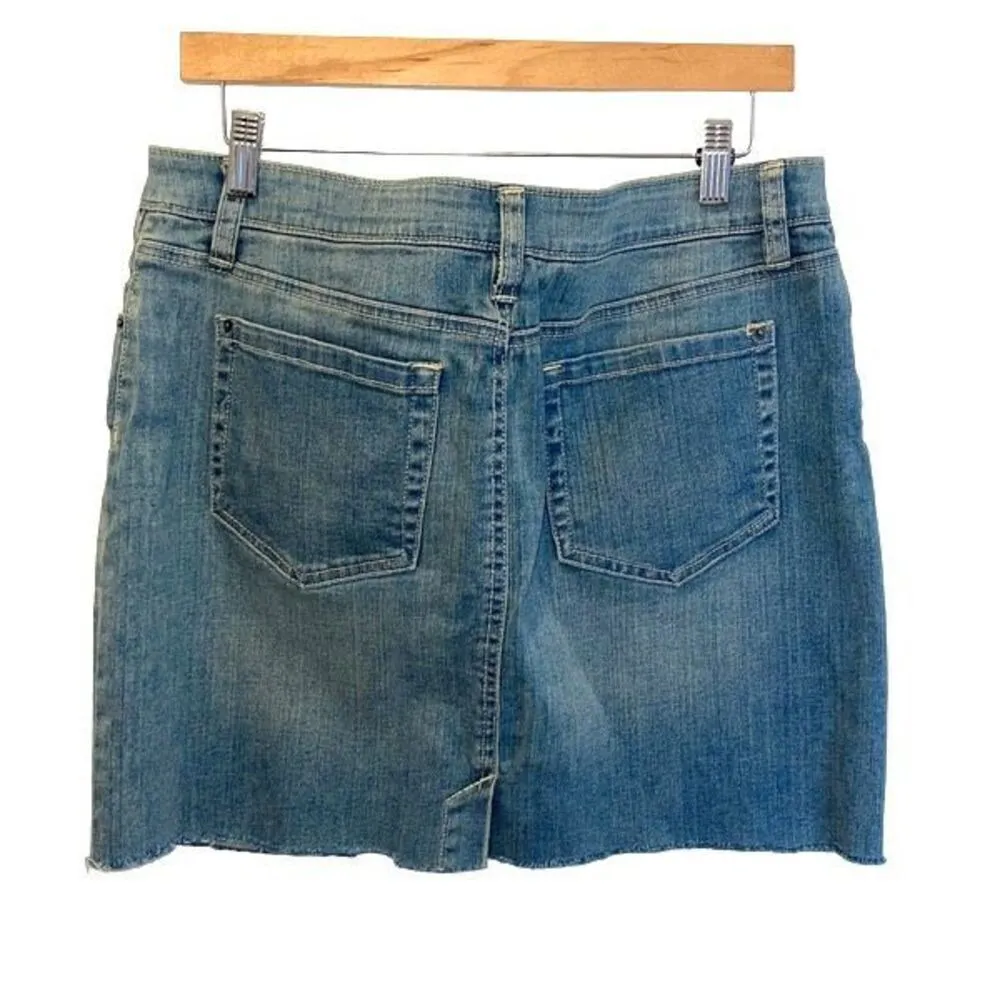 G.H. Bass & Co Womens Raw Cut Off Hem Pencil‎ Denim Mini Skirt Blue Size 8 - Image 3