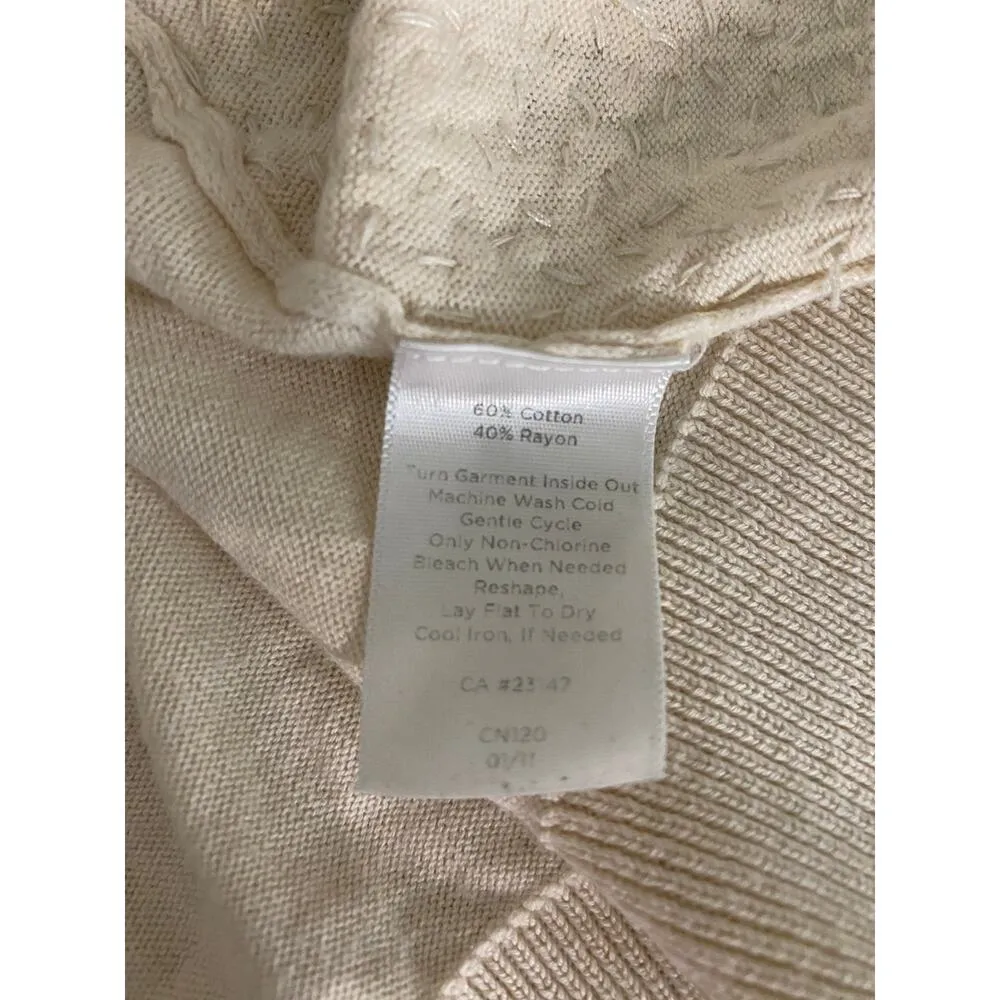 Talbots Women's Cream Short-Sleeved Sequin Cardigan Sweater Shirt Top 2X - Image 6