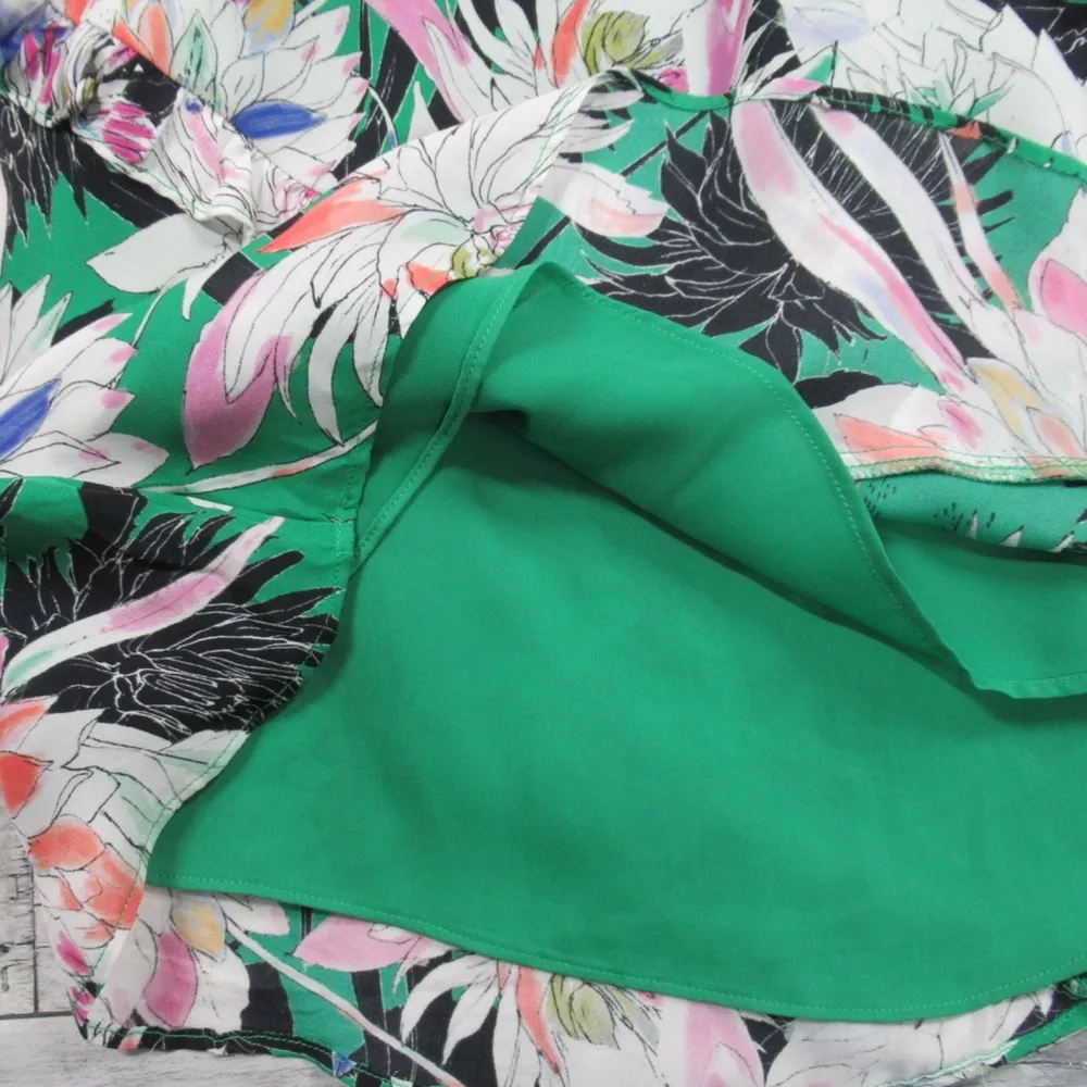 PARKER Justice Ruffle Floral Silk Green Mini Dress Women's Size Small - Image 10