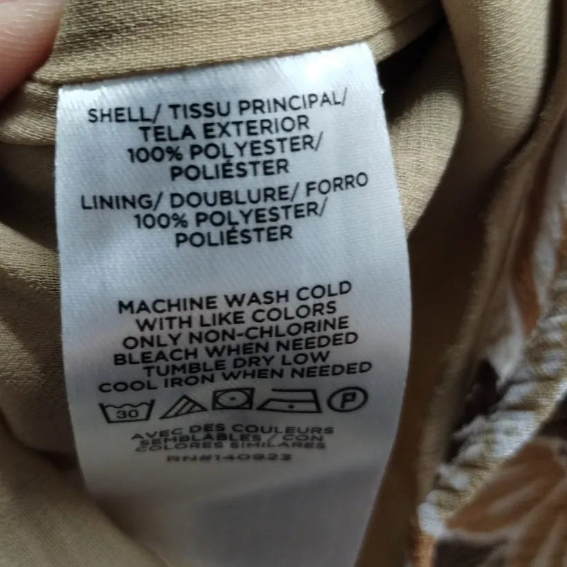 LOFT Size XLP Petite Cheetah Floral Puff Sleeve Henley Blouse Brown Lined Top - Image 7