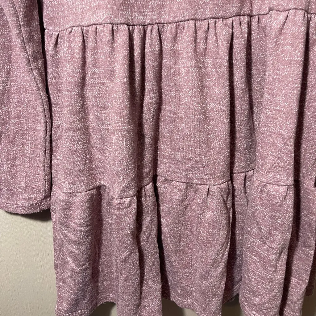 AUW Pink purple mauve Long Sleeve tunic Dress tiered large heathered - Image 3
