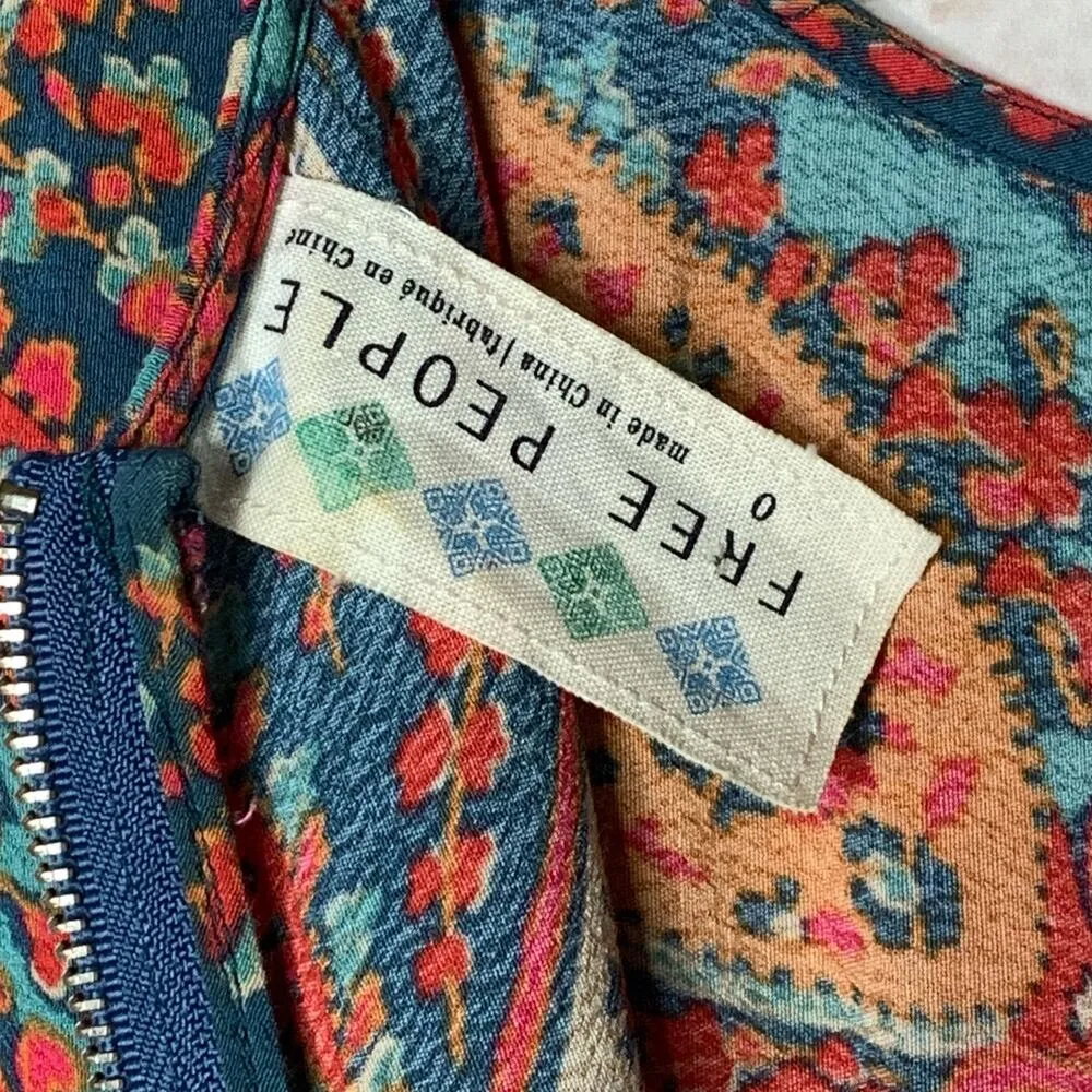 Free People Paisley Dress Dancing Pretty Paisley Sleeveless Tank Size 0 Hippie - Image 8