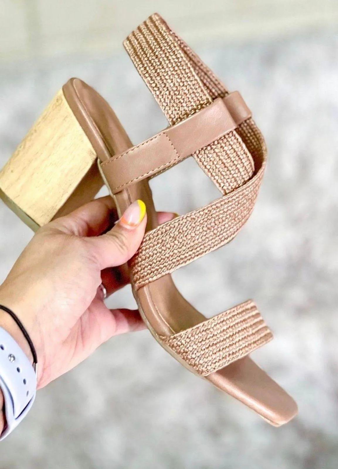 New Boutique Mid Block Chunky High Heel Sandals Brown Size 9 - Image 2