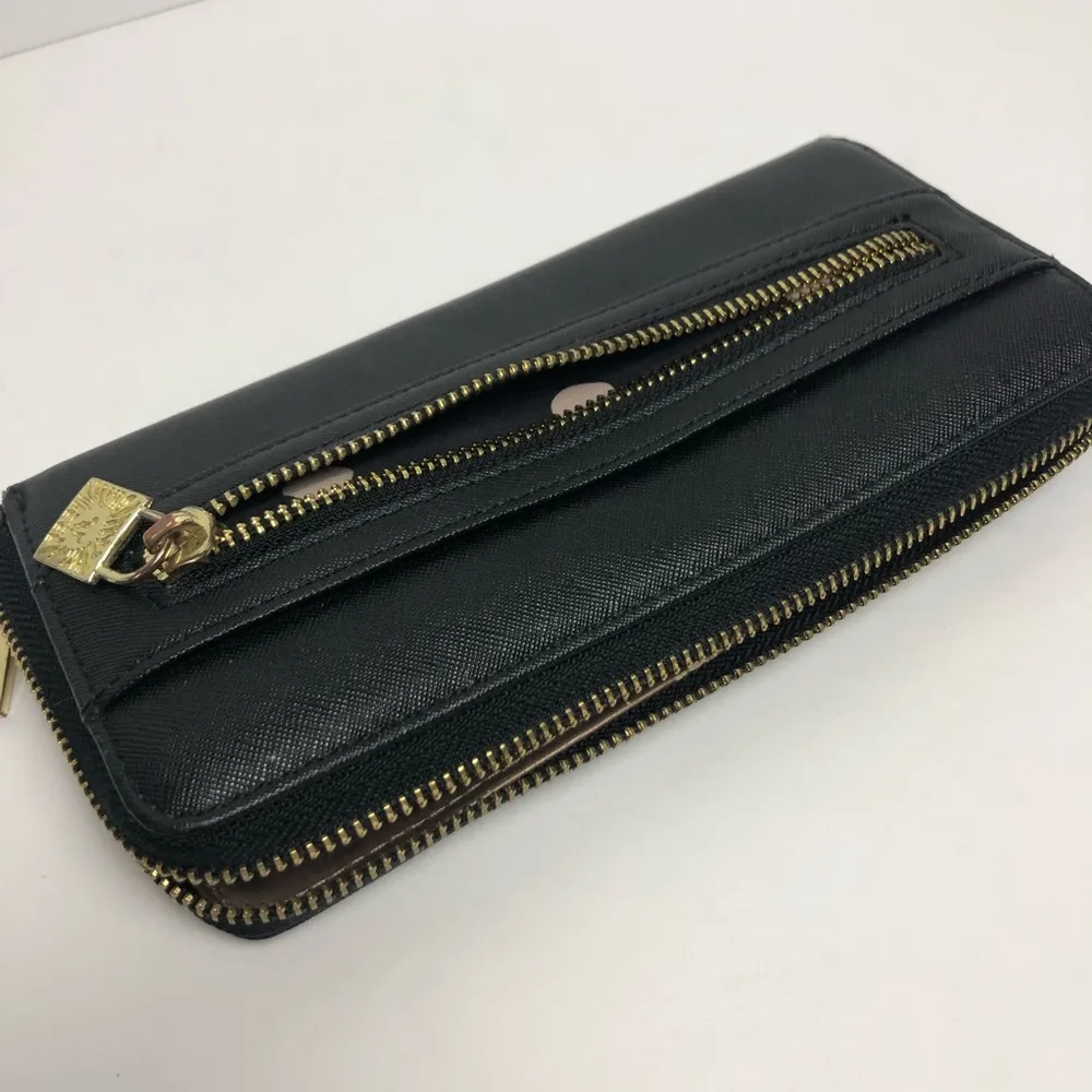 Anne Klein Pebbled Leather Zip Around Wallet Black - Image 7