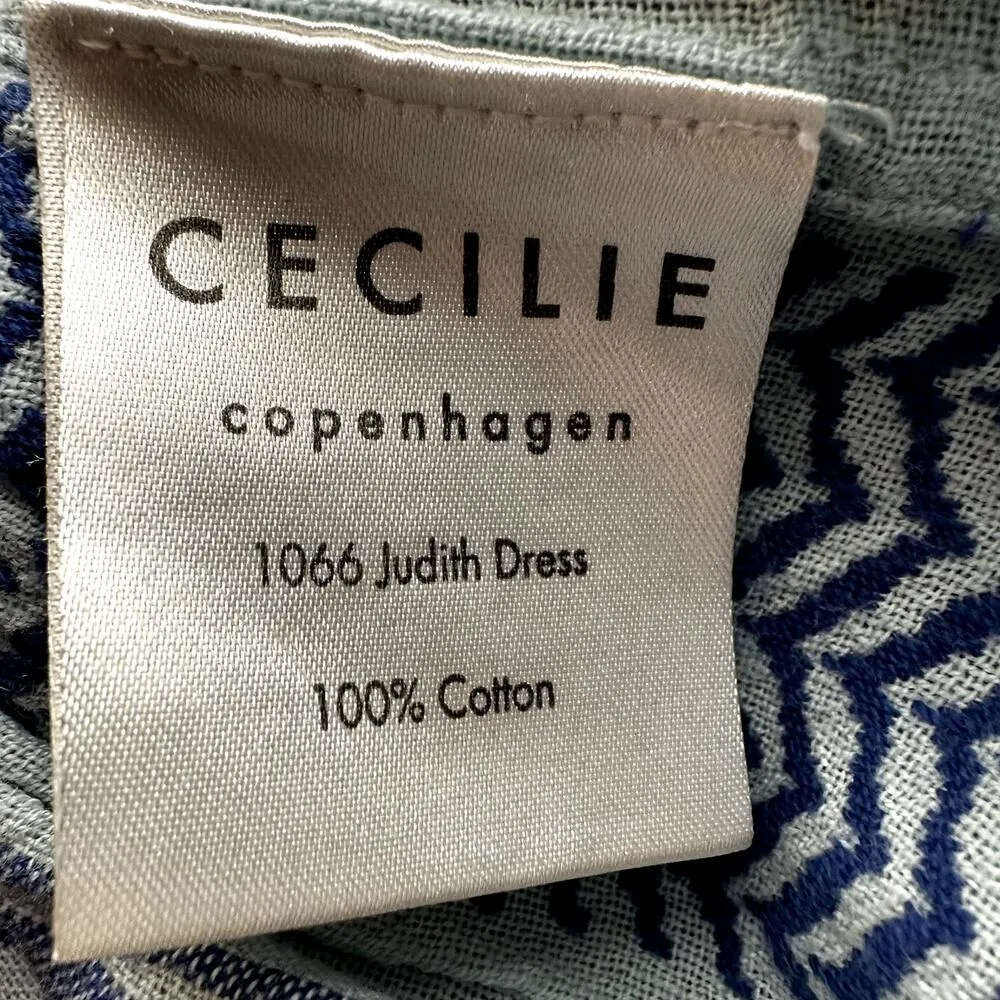 Cecilie Copenhagen Judith Fluted Shirred Cotton Jacquard Mini Dress Blue Small - Image 5
