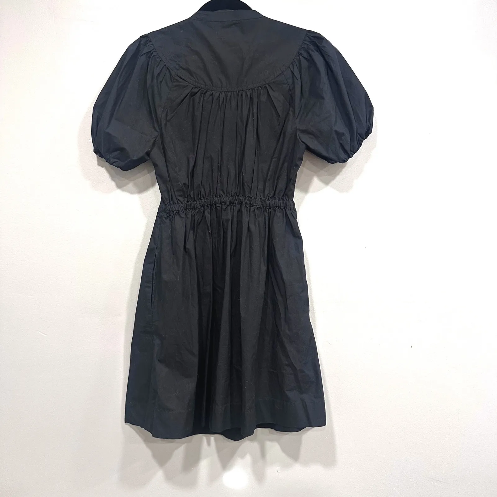 J.Crew Puff-Sleeve Cotton Poplin Shirtdress Black Size Small - Image 5