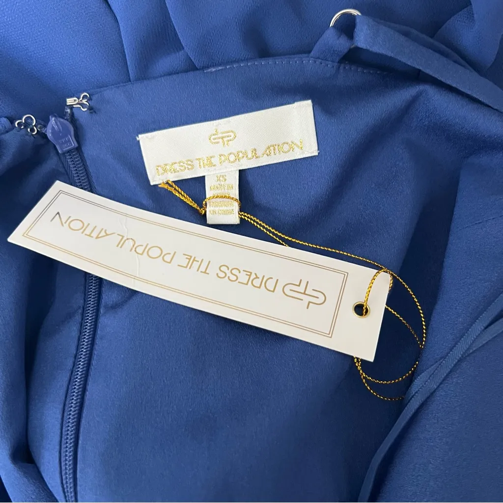 NEW NWT Dress The Population Claudia Asymmetrical Ruffle Dress Sapphire Blue - Image 7