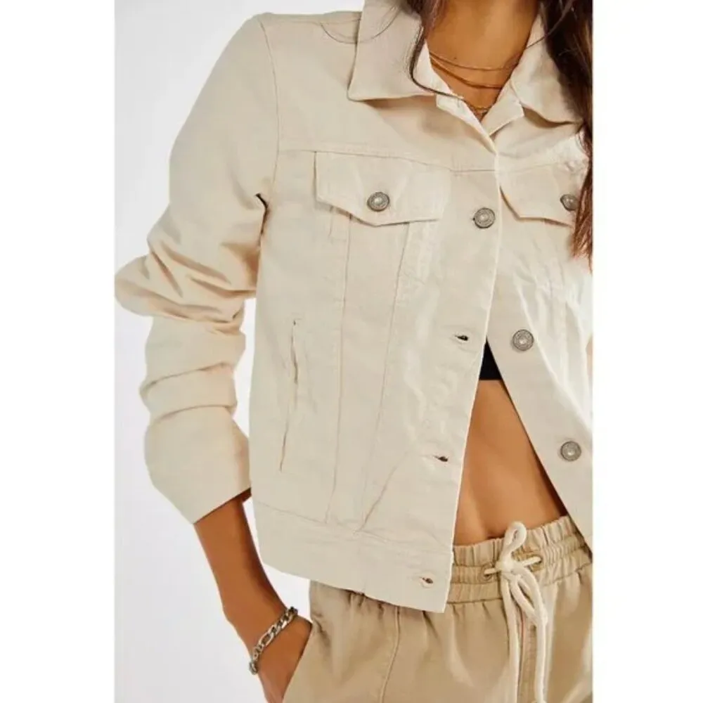 FREE PEOPLE NWT Rumors Denim Jacket / Ecru - XS - Image 4