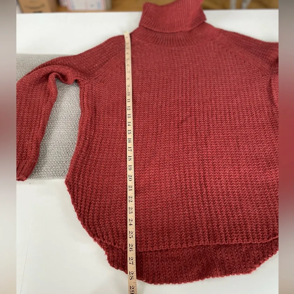 A New Day Burnt Orange Red Textured Cowlneck Round Hem Sweater Size Small - Image 5