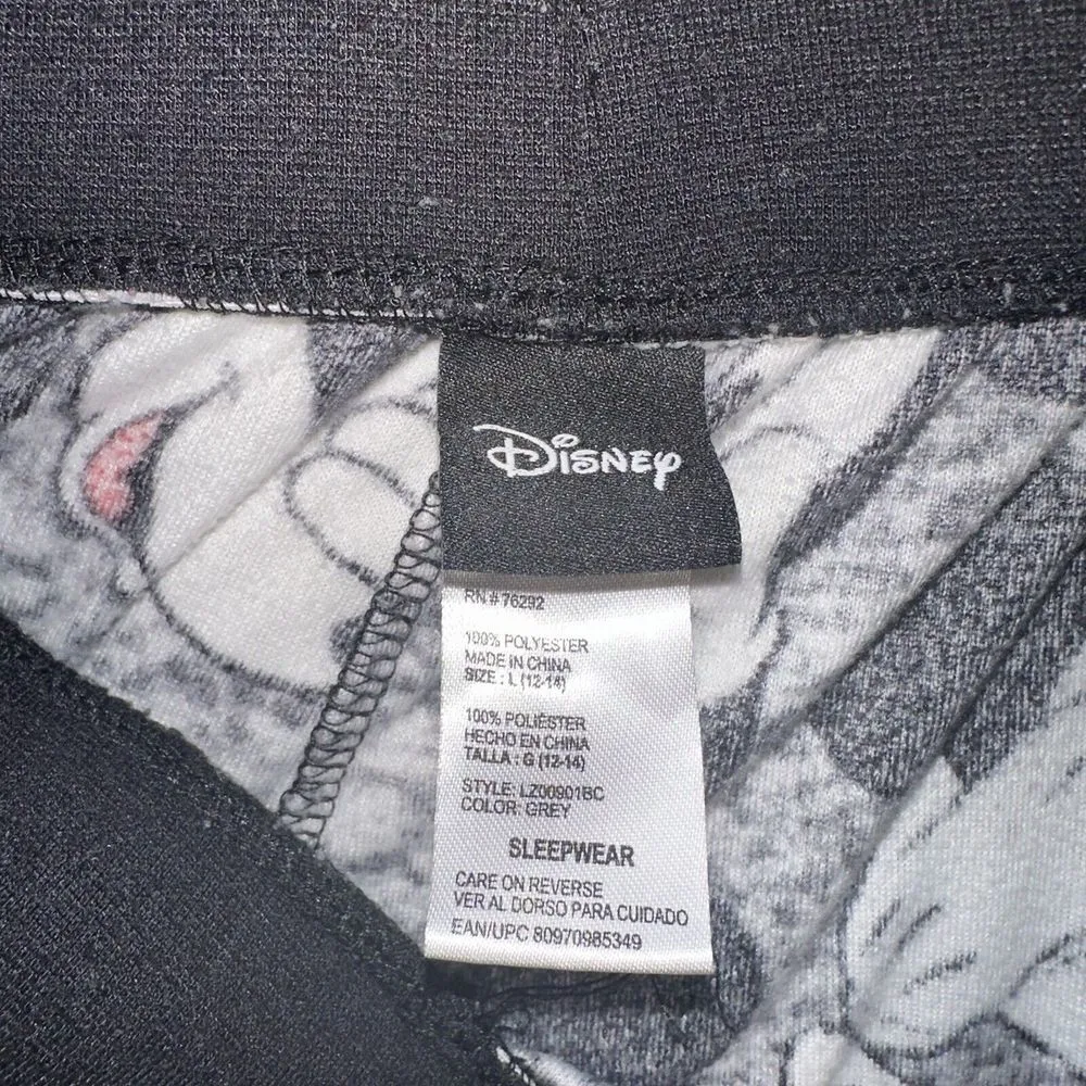 The Walt Disney By Disney Women Black Printed Elastic Waistband Pajama Pant Sz L - Image 4