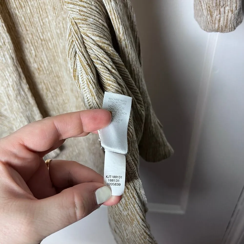 J. Jill Oversized Short Sleeve Slouchy Brown Linen Blend Cardigan Sweater XS - Image 6