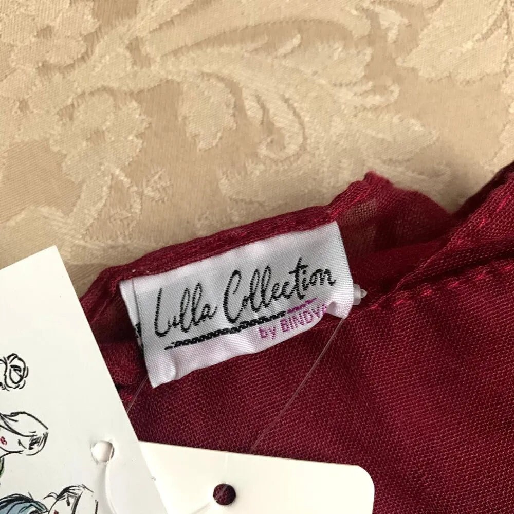 3/$15 Lulla Collection by Bindya 8 Ways Embellished Beaded Scarf in Wine Red - Image 6