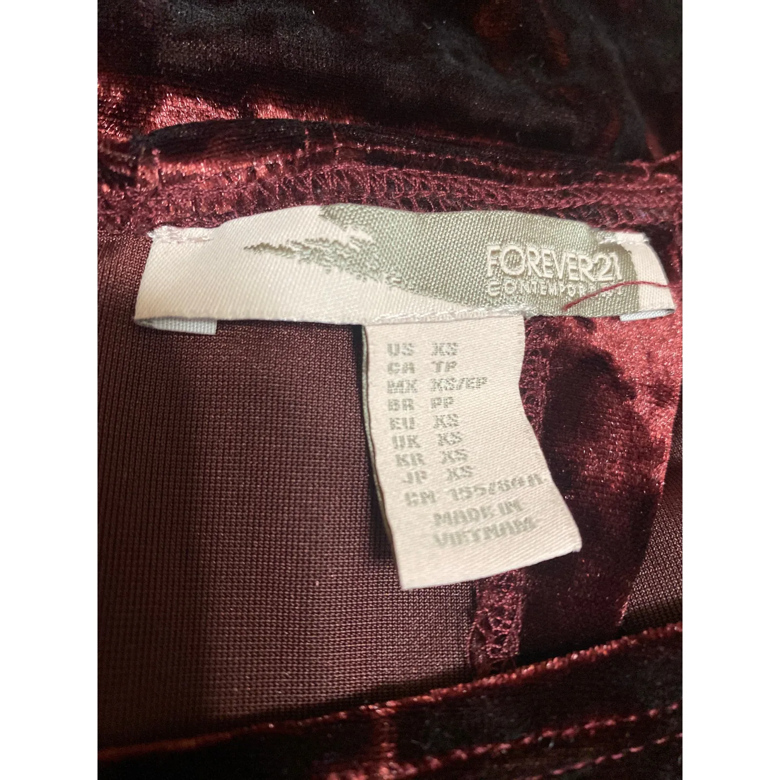 Forever 21 Red Burgundy Velvet Velour Long Sleeve Open Back A Line Maxi Dress XS - Image 4