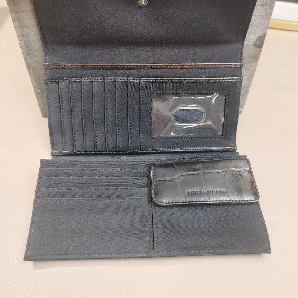 Jones New York Croc Embossed Faux Leather Wallet Multiple Card Slots ID Window - Image 11