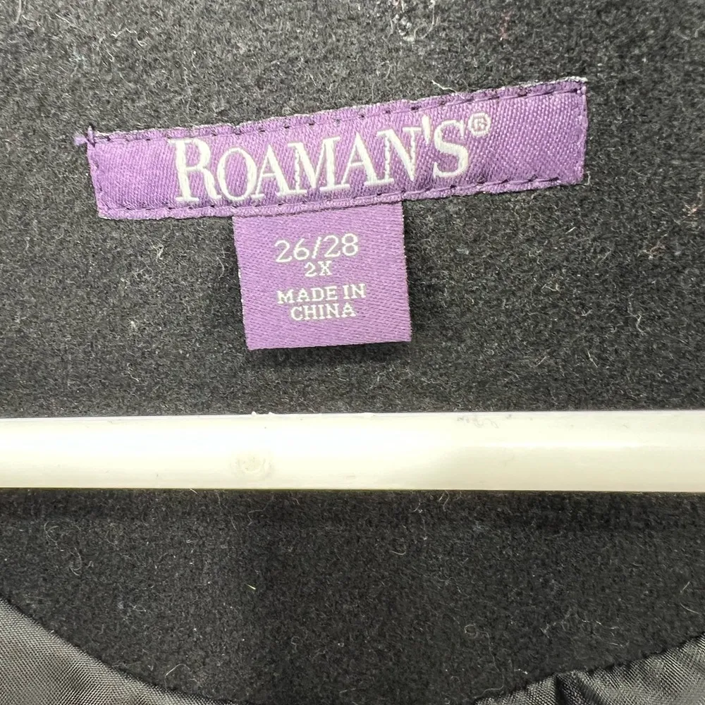 Roamans wool blend black 2X pea coat plus winter fall casual business travel - Image 5