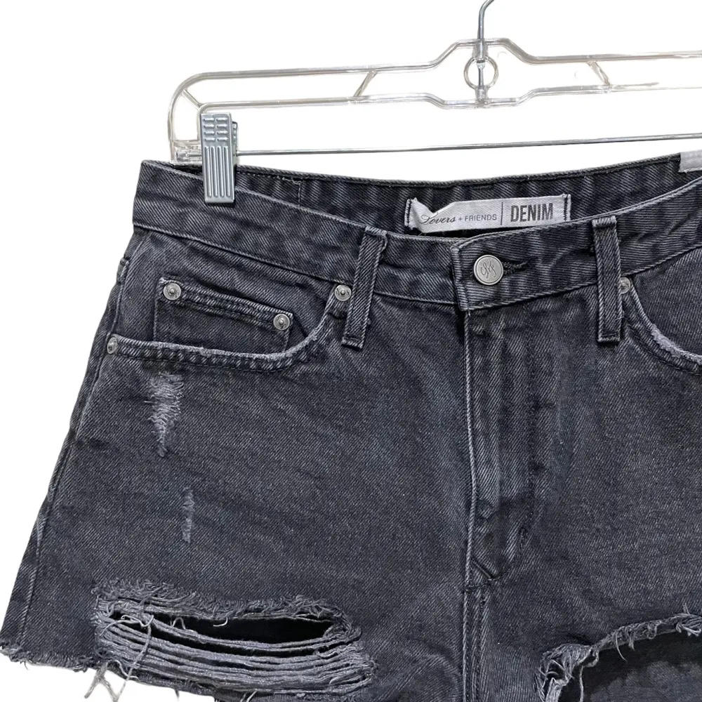 Lovers + Friends Jack High Rise Denim Shorts Distressed Black Size 29 - Image 3