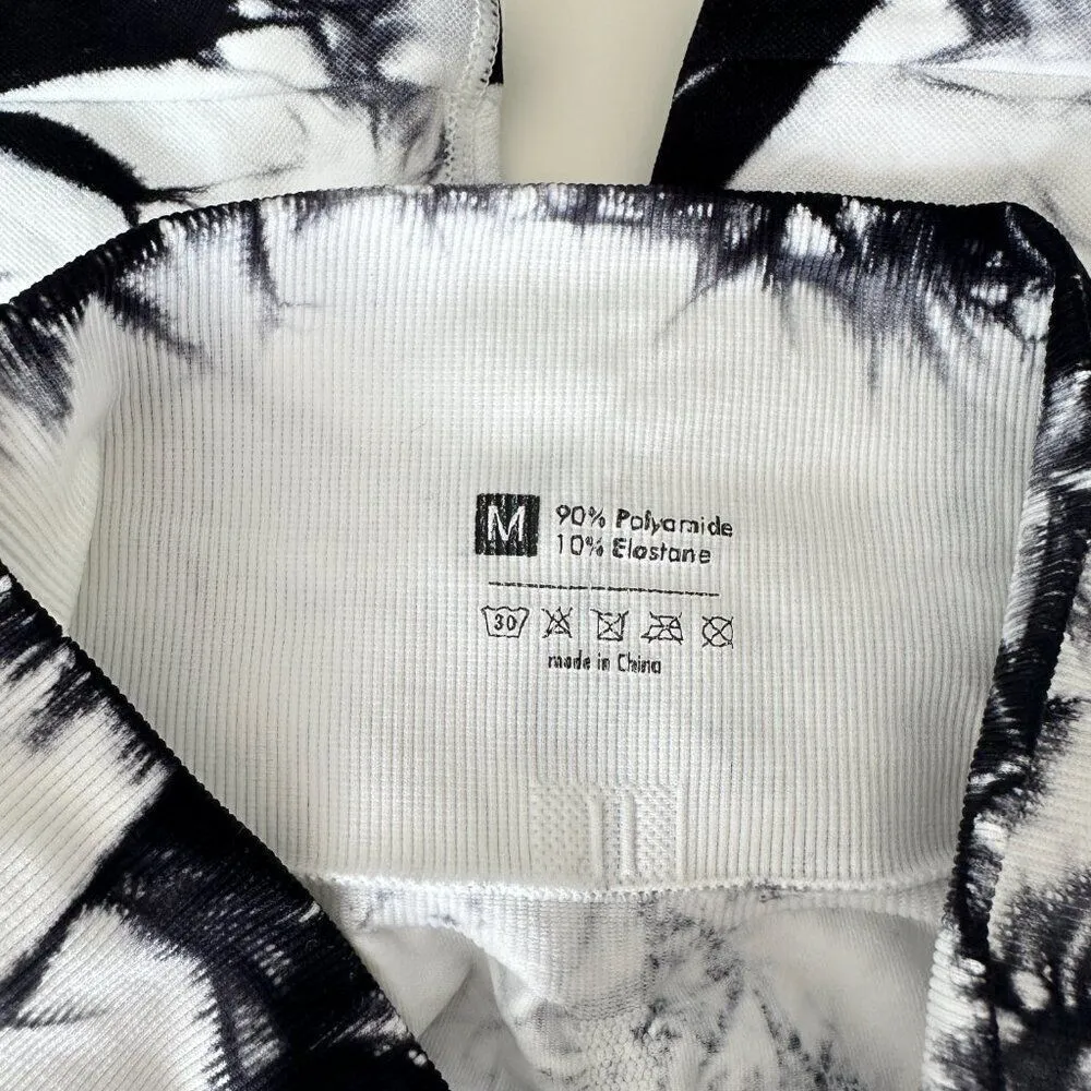 Black & White tie dye marble seamless high waist workout shorts scrunchy butt - Image 7