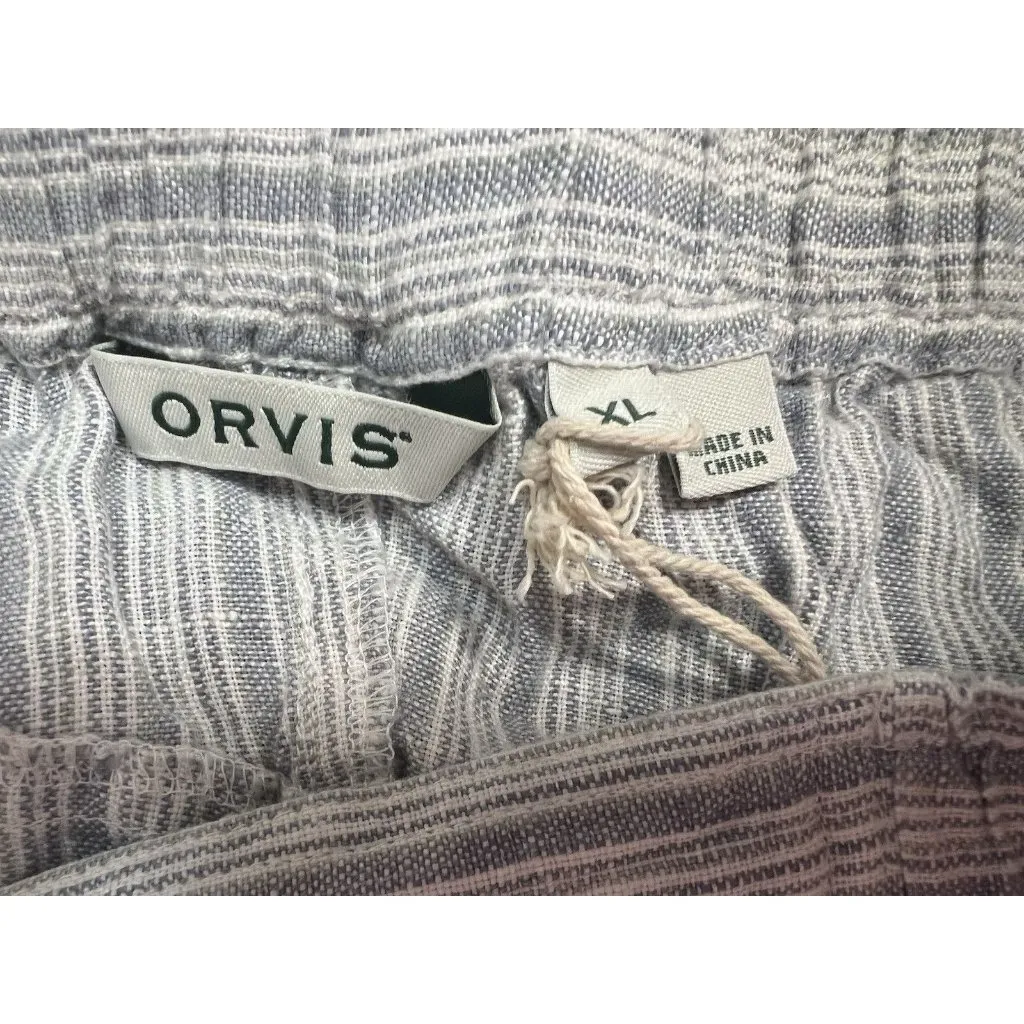 Orvis Women’s Shoreline Linen Pull On Straight Leg Pants XL Blue White NWT - Image 7