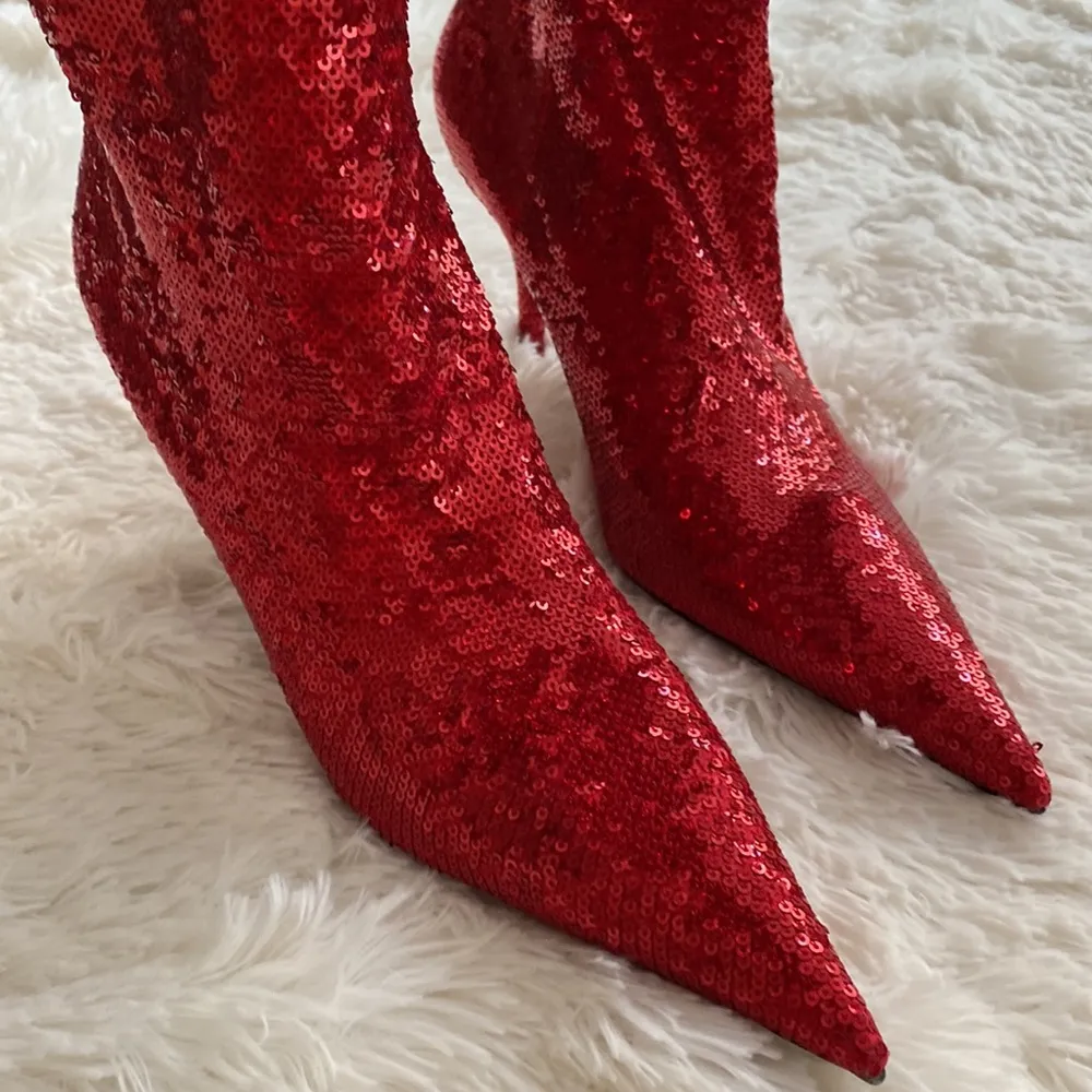 Balenciaga  Red Sequin Thigh High Boots 😍 - Image 7