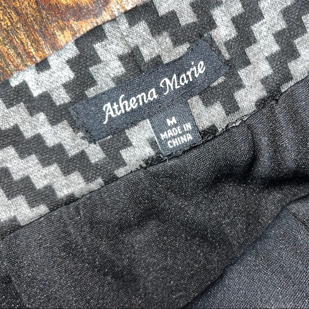 Vintage Chevron Pattern Black and Gray Stretchy Pencil Skirt Size M - Image 7