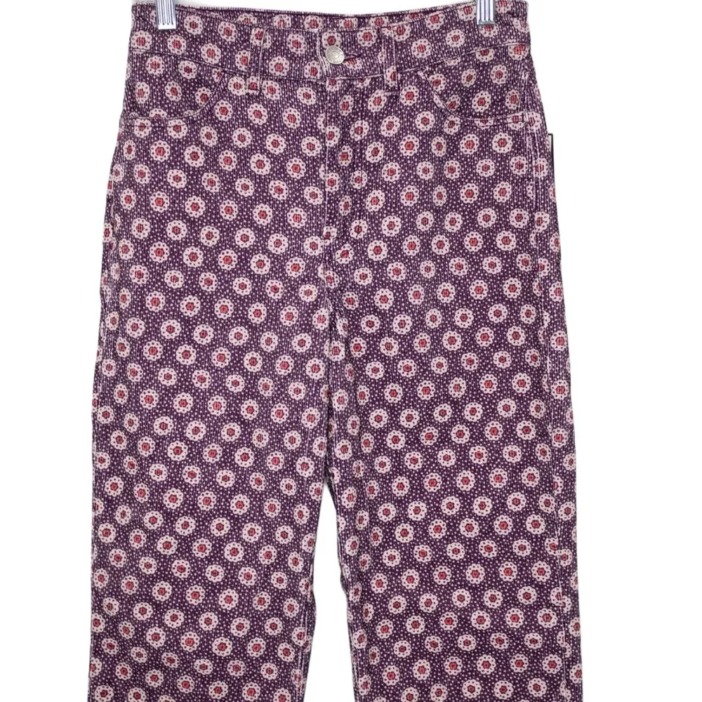 RE/DONE Floral Print Wide Leg Pants Loose Flare Corduroy Jens Retro Womens 30 - Image 10