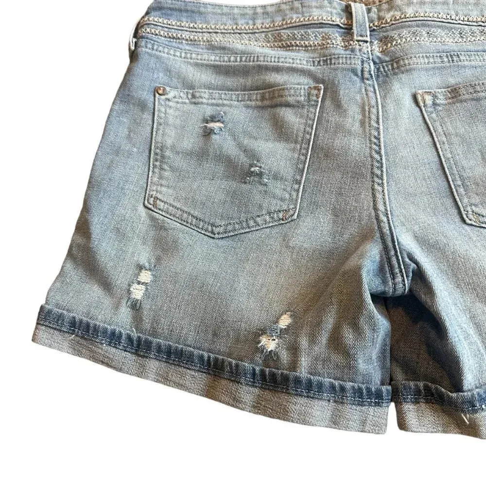 Pilcro and the Letterpress Anthropologie Embroidered Denim Jean Shorts Size 28 - Image 6