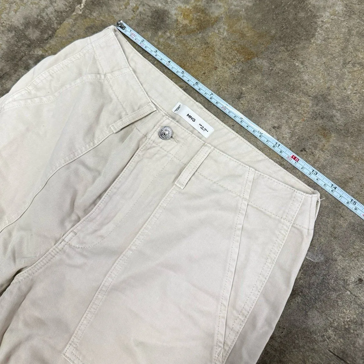 MNG by Mango beige cream cargo utility pants Size 4 - Image 2