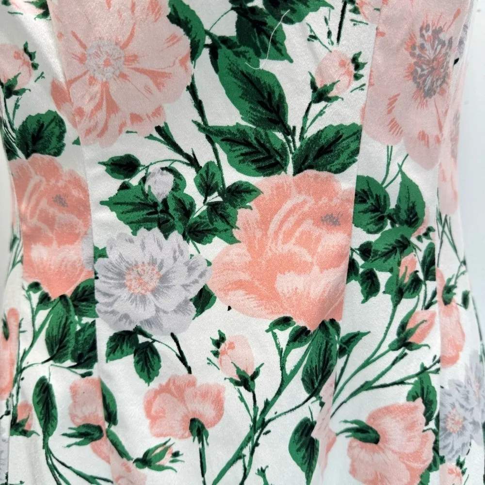 Maggy London Ivory & Floral Roses Fit & Flare Tulle Lined Sleeveless Dress - Image 10