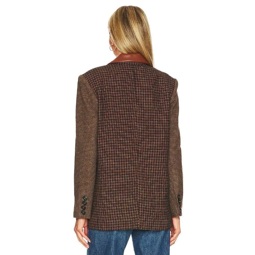 Steve Madden Kelly Tweed Blazer in Peacoat Small New Womens Plaid Jacket - Image 2