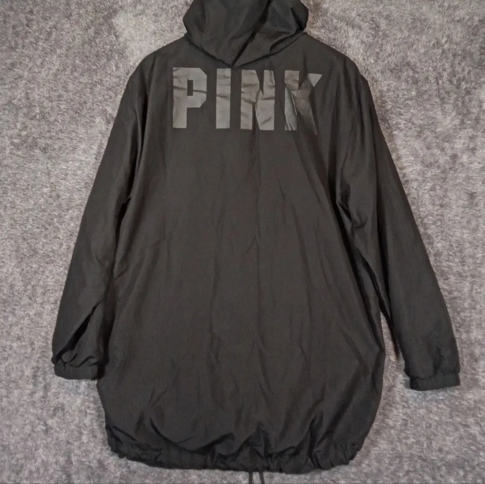 Victoria secret pink hooded oversized black jacket women's medium - Image 2