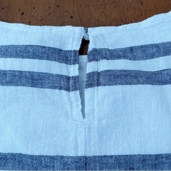 Beach Lunch Lounge Gray Striped‎ Linen Blend Sleeveless Shift Dress - Image 6