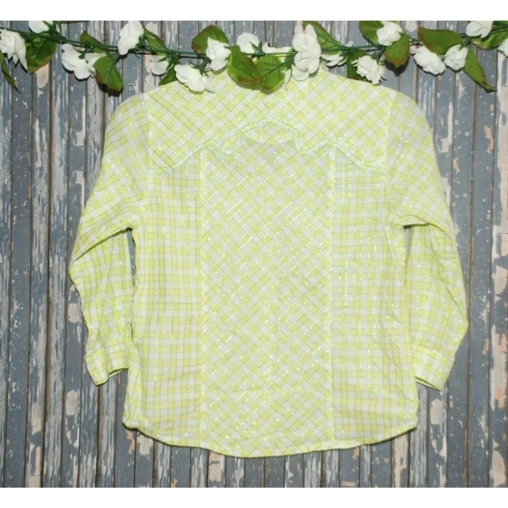 Rock 47 By Wrangler Girls Green Plaid Western Shirt Size XL LS Snap Button Up - Image 4