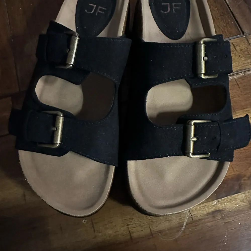 JustFab Black Platform Shoes with Buckle Straps - Image 2