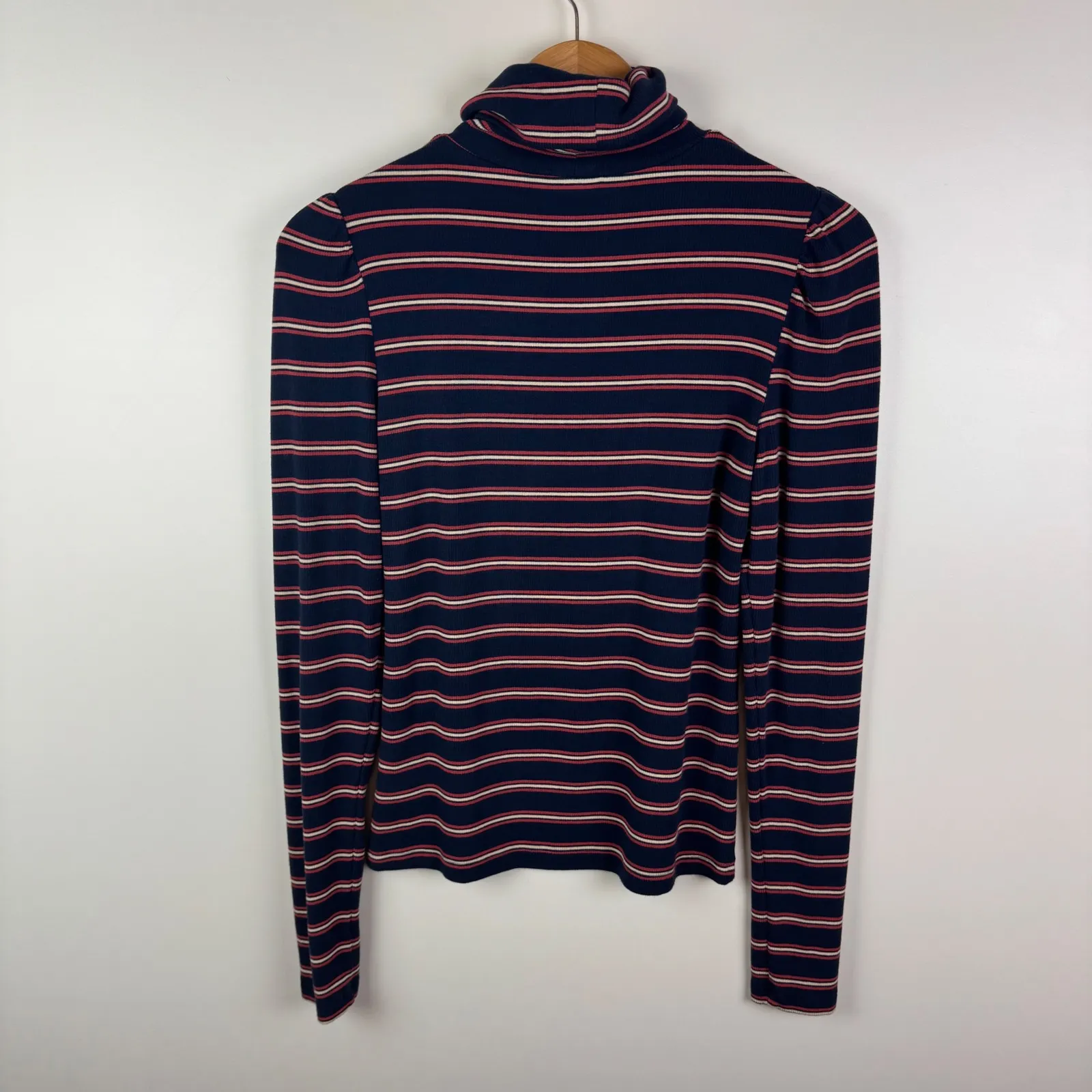 Evereve Striped Turtleneck Sweater Small Soft Stretch Pullover Fall Preppy Modal - Image 3