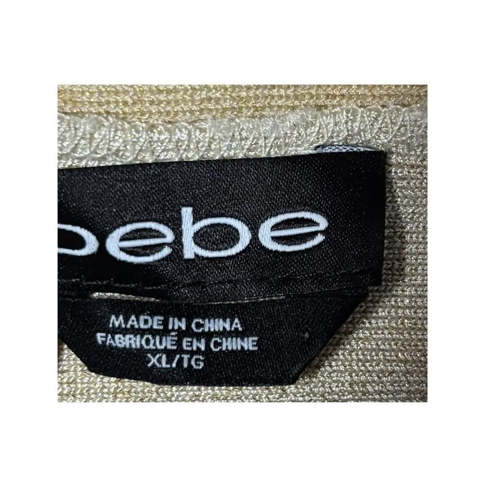 New Bebe Bandadge Dress Size XL Bodycon Red Gold Shimmer Mini Cocktail Glam Gala - Image 6