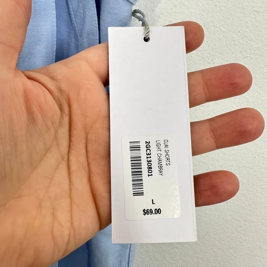 Soft Surroundings Ojai Chambray Shorts Women's Size L Light Blue Tie Waist NWT‎ - Image 3